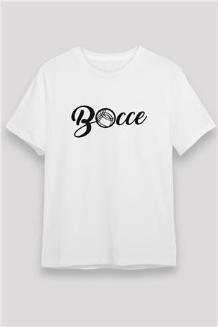 Bocce Baskılı Unisex Beyaz Tişört - Tshirt