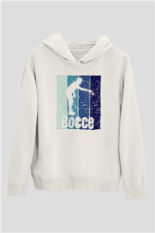 Bocce Baskılı Unisex Ekru Hoodie