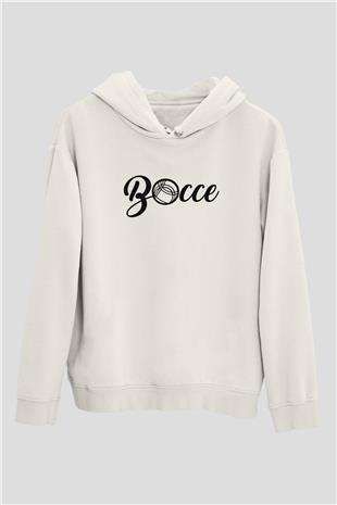 Bocce Baskılı Unisex Ekru Hoodie