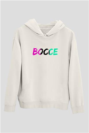 Bocce Baskılı Unisex Ekru Hoodie