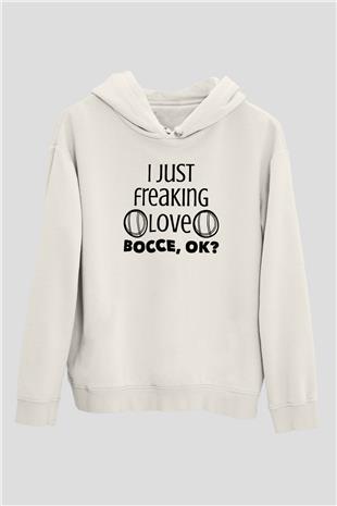Bocce Baskılı Unisex Ekru Hoodie