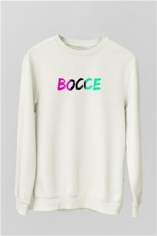 Bocce Baskılı Unisex Ekru Sweatshirt