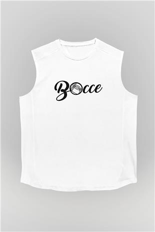 Bocce Baskılı Unisex Kolsuz Beyaz Tişört
