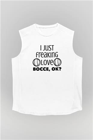 Bocce Baskılı Unisex Kolsuz Beyaz Tişört