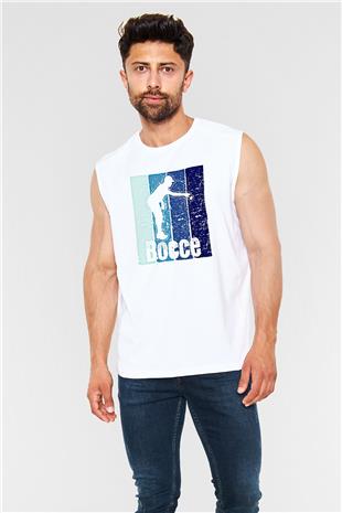 Bocce Baskılı Unisex Kolsuz Beyaz Tişört