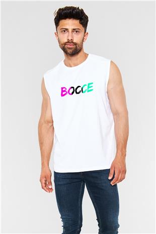 Bocce Baskılı Unisex Kolsuz Beyaz Tişört