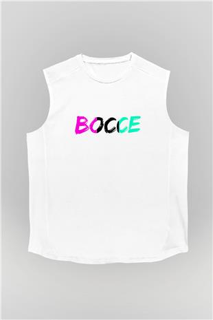 Bocce Baskılı Unisex Kolsuz Beyaz Tişört