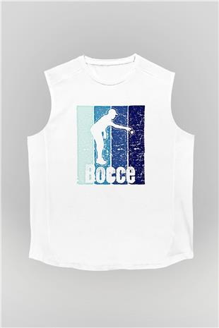 Bocce Baskılı Unisex Kolsuz Beyaz Tişört