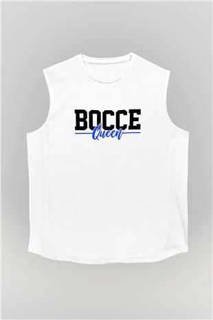 Bocce Baskılı Unisex Kolsuz Beyaz Tişört