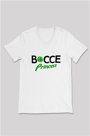 Bocce Baskılı Unisex V Yaka Tişört - Tshirt