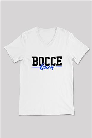 Bocce Baskılı Unisex V Yaka Tişört - Tshirt