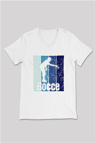 Bocce Baskılı Unisex V Yaka Tişört - Tshirt