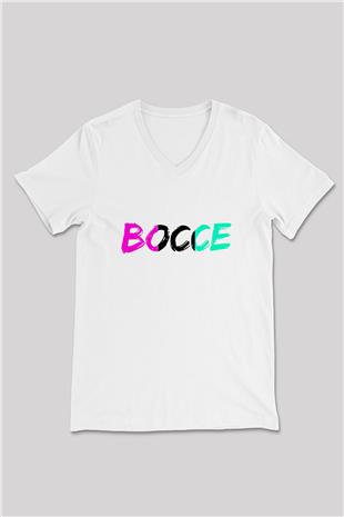 Bocce Baskılı Unisex V Yaka Tişört - Tshirt