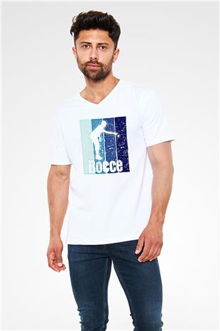 Bocce Baskılı Unisex V Yaka Tişört - Tshirt