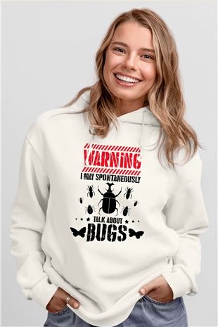 Böcekbilimci Beyaz Unisex Kapüşonlu Sweatshirt
