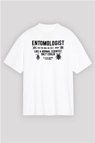 Böcekbilimci Beyaz Oversize Tişört Oversize T-shirt - TişörtFabrikası