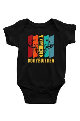 Body Builder BaskılıSiyah  Bebek Body - Zıbın