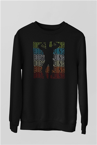 Body Building Baskılı Unisex Siyah  Sweatshirt