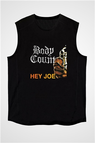 Body Count Baskılı Unisex Siyah Kolsuz Tişört