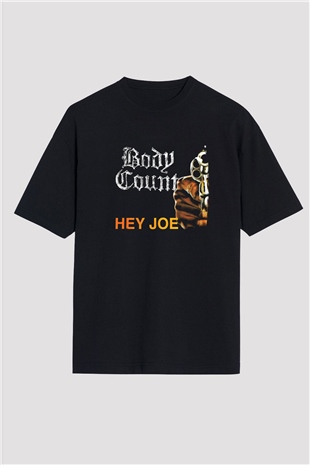 Body Count Baskılı Unisex Siyah Oversize Tişört