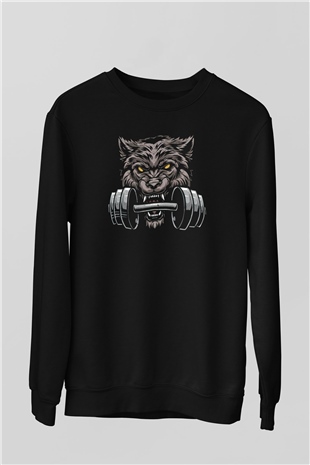 Bodybuilding Kurt Baskılı Unisex Siyah  Sweatshirt