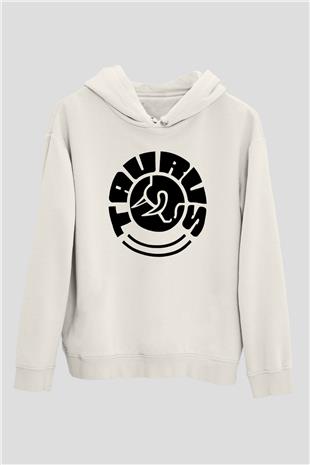 Boğa Burcu Baskılı Beyaz Unisex Hoodie