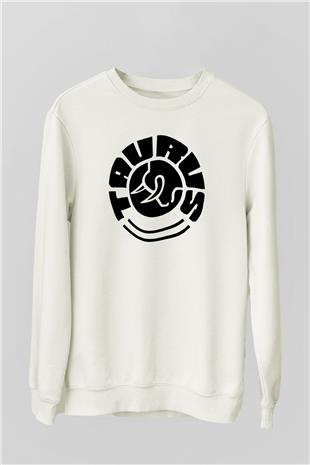 Boğa Burcu Baskılı Beyaz Unisex Sweatshirt
