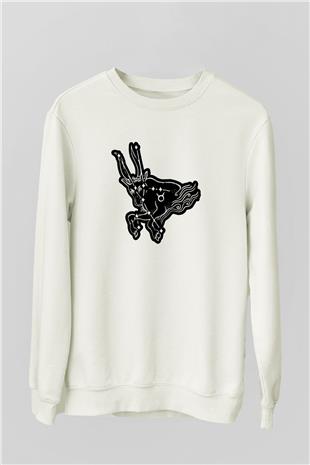 Boğa Burcu Baskılı Beyaz Unisex Sweatshirt