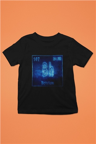 Bohrium Atom Numarası Baskılı Unisex Siyah Çocuk Tişört