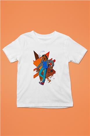 Bojack Horseman Baskılı Beyaz Unisex Beyaz Çocuk Tişört - Tshirt