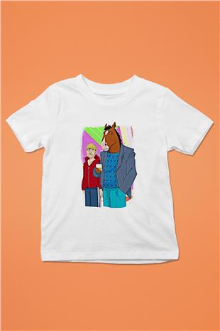 Bojack Horseman Baskılı Beyaz Unisex Beyaz Çocuk Tişört - Tshirt