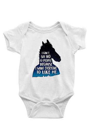 Bojack Horseman Baskılı Beyaz Unisex Bebek Body - Zıbın