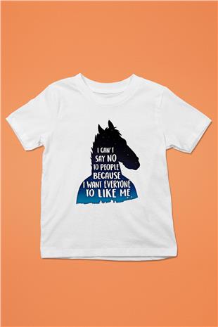 Bojack Horseman Baskılı Beyaz Unisex Beyaz Çocuk Tişört - Tshirt