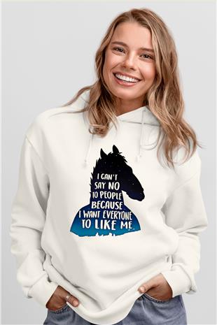 Bojack Horseman Baskılı Beyaz Unisex Hoodie