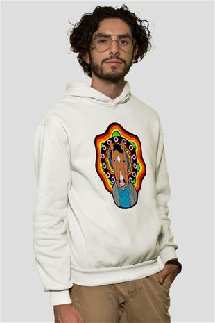 Bojack Horseman Baskılı Beyaz Unisex Hoodie