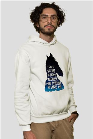 Bojack Horseman Baskılı Beyaz Unisex Hoodie