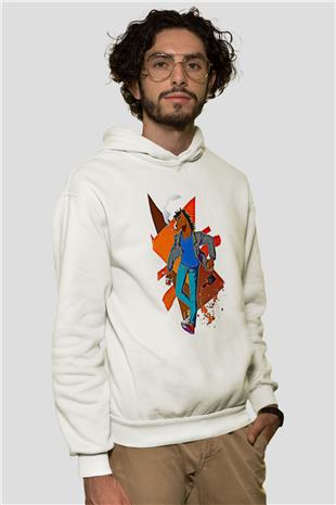 Bojack Horseman Baskılı Beyaz Unisex Hoodie
