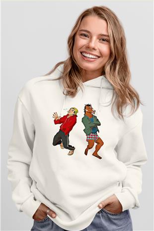 Bojack Horseman Baskılı Beyaz Unisex Hoodie