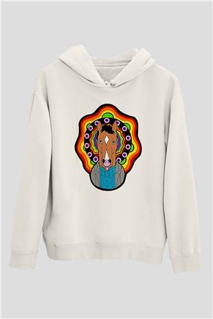 Bojack Horseman Baskılı Beyaz Unisex Hoodie