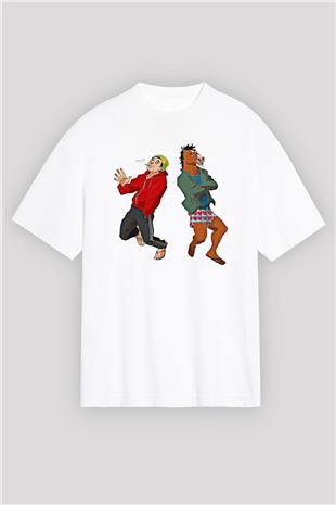 Bojack Horseman Baskılı Beyaz Unisex Oversize Tişört - Tshirt