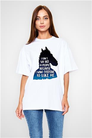 Bojack Horseman Baskılı Beyaz Unisex Oversize Tişört - Tshirt