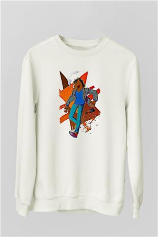 Bojack Horseman Baskılı Beyaz Unisex Sweatshirt