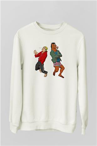 Bojack Horseman Baskılı Beyaz Unisex Sweatshirt