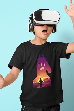 Bojack Horseman Baskılı Unisex Siyah Çocuk Tişört - Tshirt