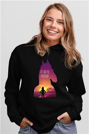 Bojack Horseman Baskılı Unisex Siyah Kapüşonlu Sweatshirt