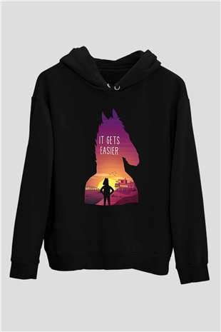 Bojack Horseman Baskılı Unisex Siyah Kapüşonlu Sweatshirt
