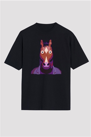 Bojack Horseman Baskılı Unisex Siyah Oversize Tişört - Tshirt