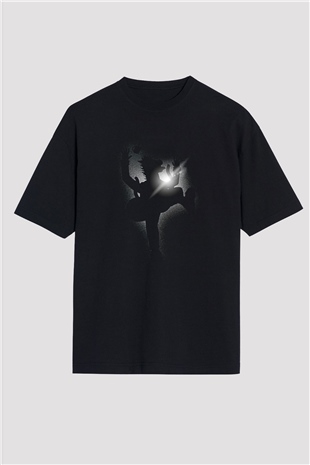 Bojack Horseman Baskılı Unisex Siyah Oversize Tişört - Tshirt
