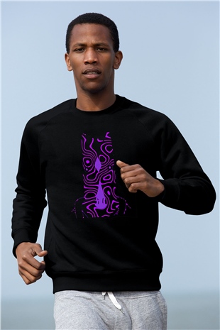 Bojack Horseman Baskılı Unisex Siyah Sweatshirt