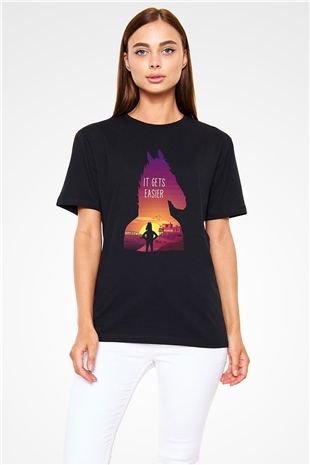 Bojack Horseman Baskılı Unisex Siyah Tişört - Tshirt